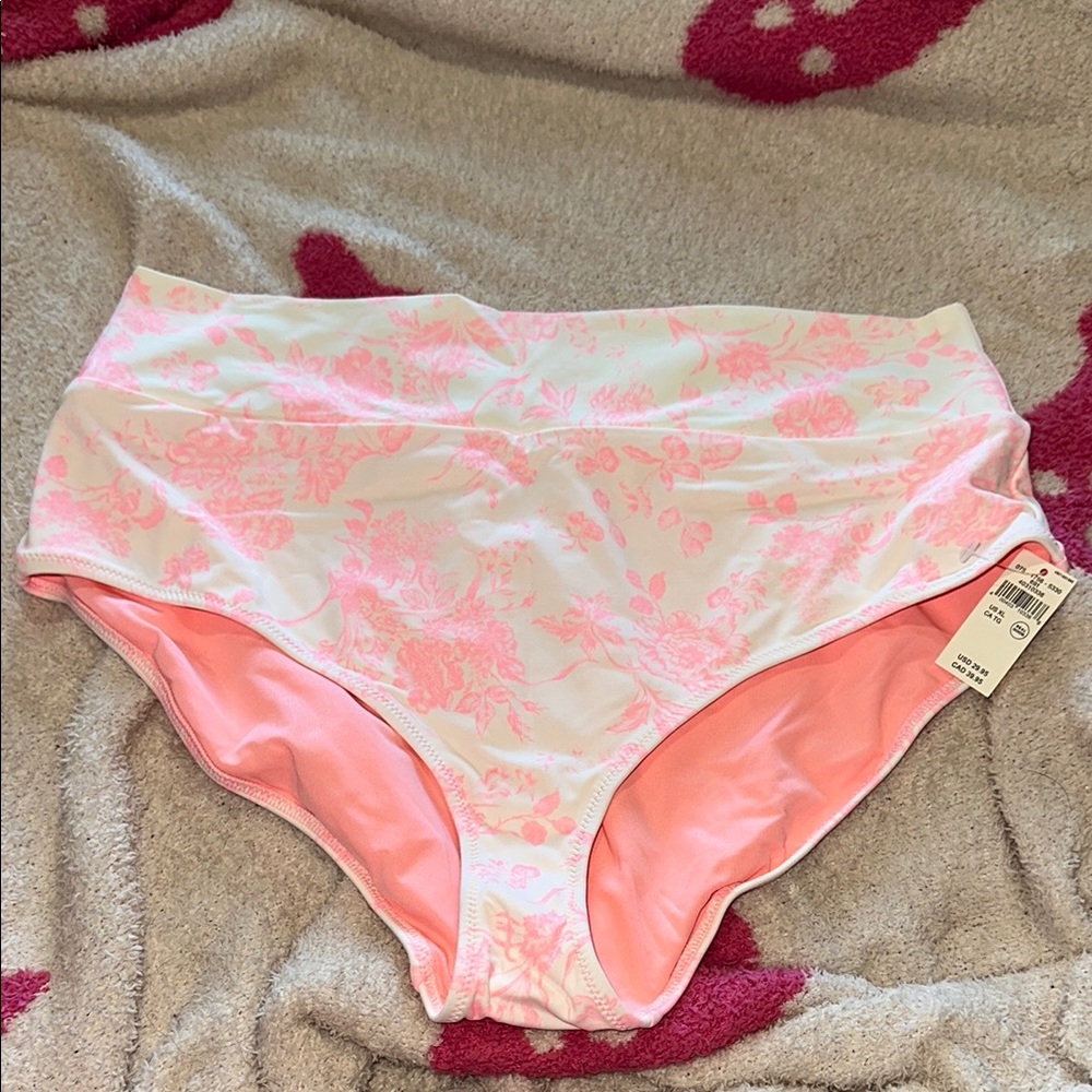 NWT Aerie Pink and White High-Waisted Bikini